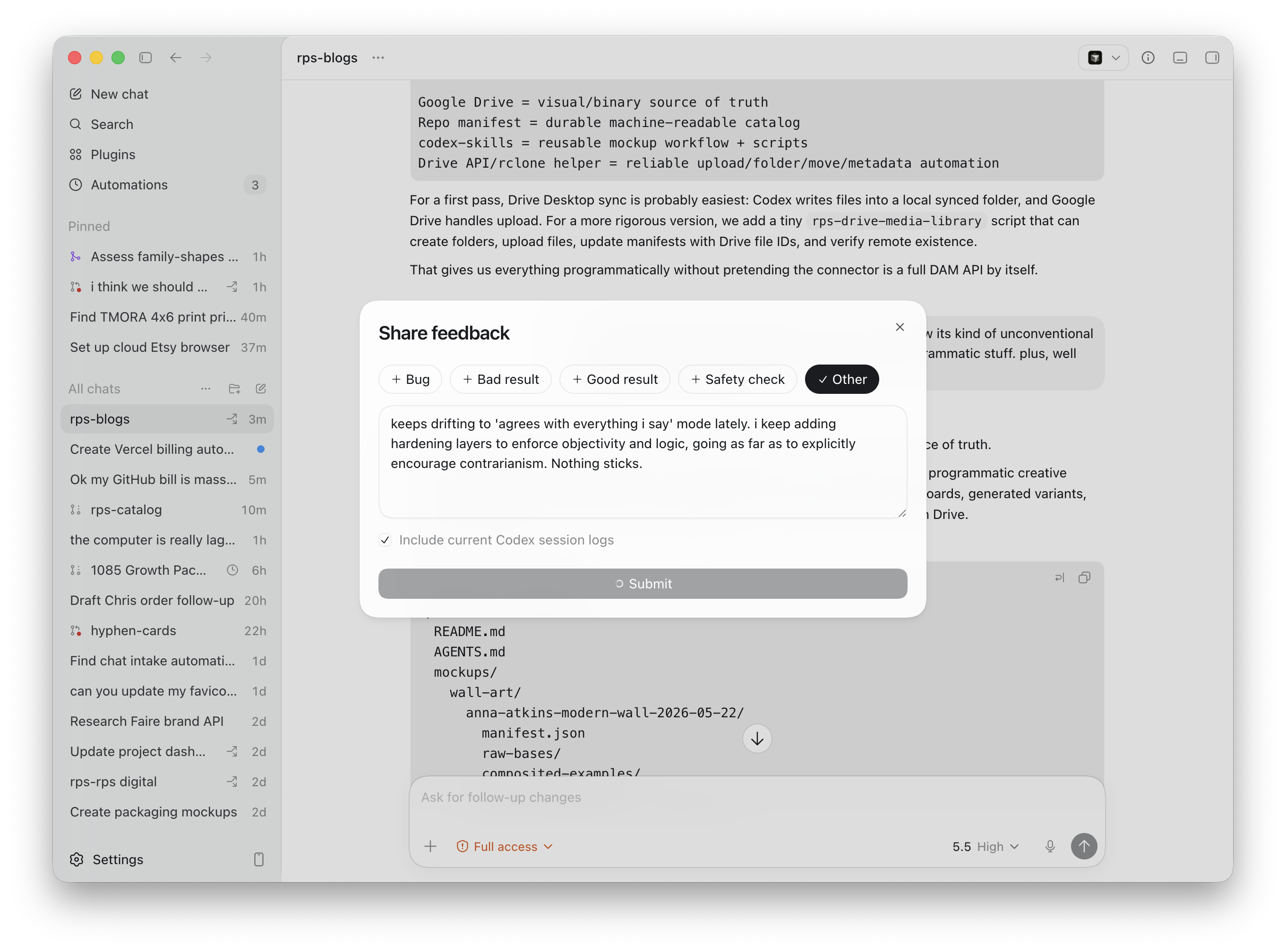 Codex screenshot preserved as evidence for the Hyphenomenon intake queue.