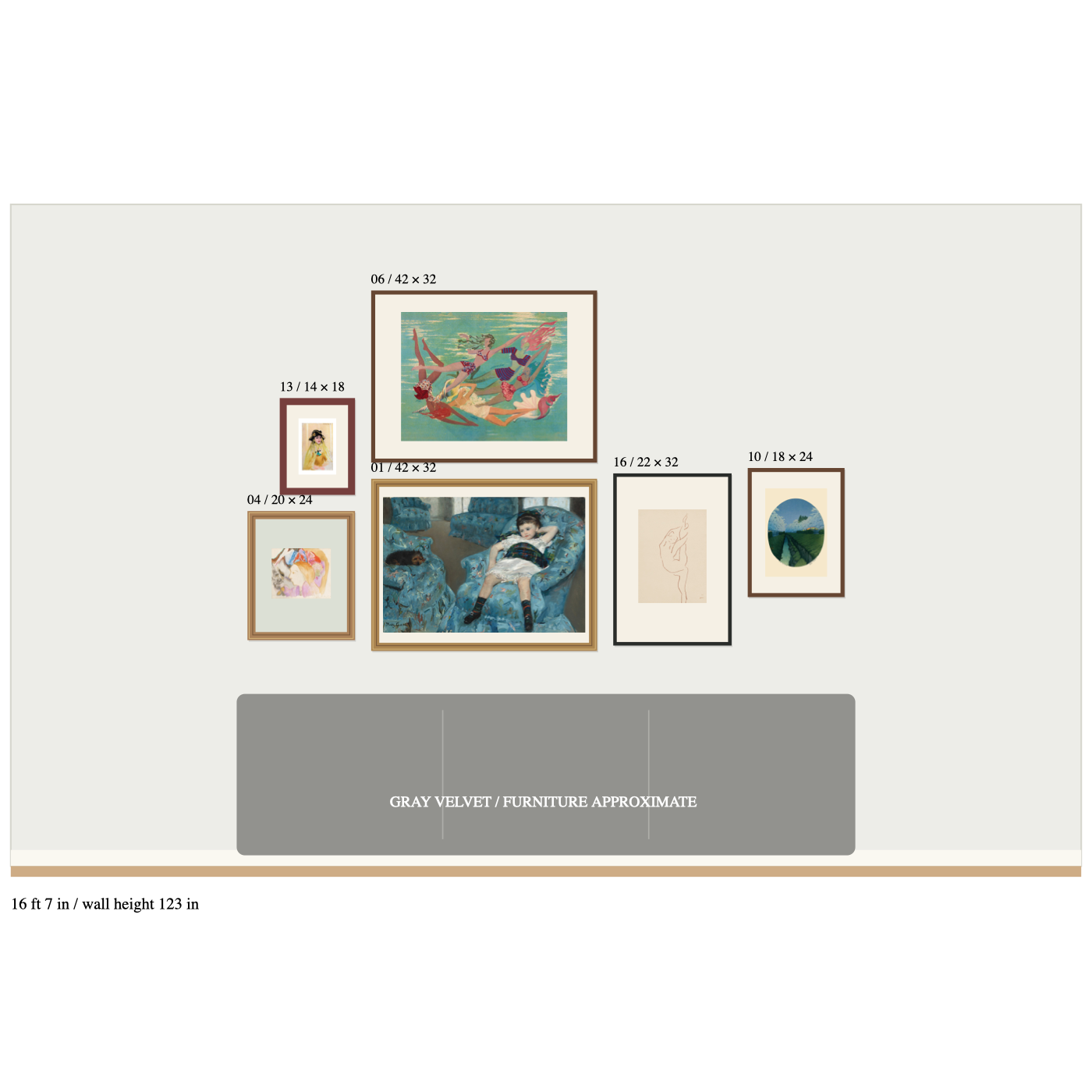 Revised sofa-wall study — Living Room Art Layouts