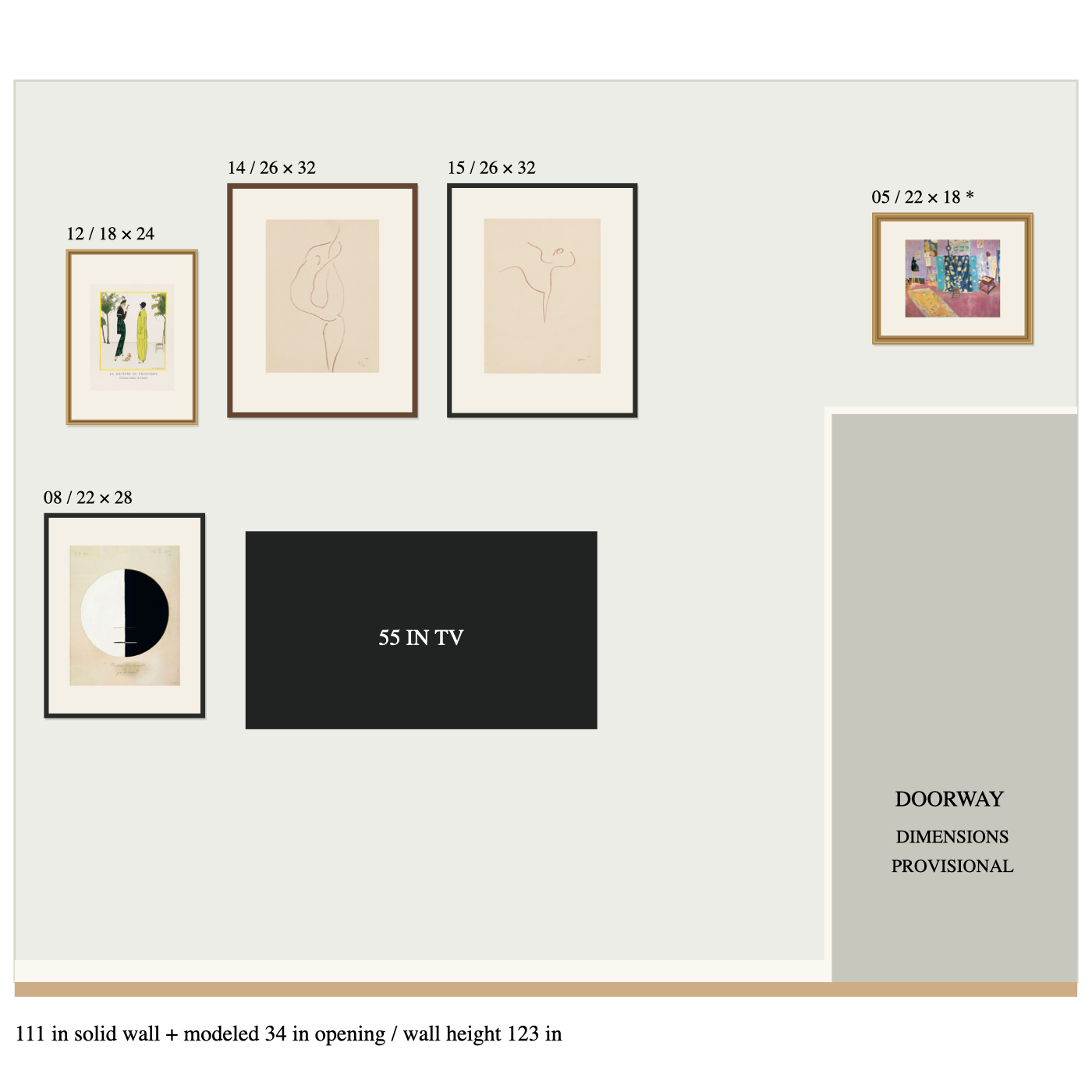 Revised TV-wall study — Living Room Art Layouts