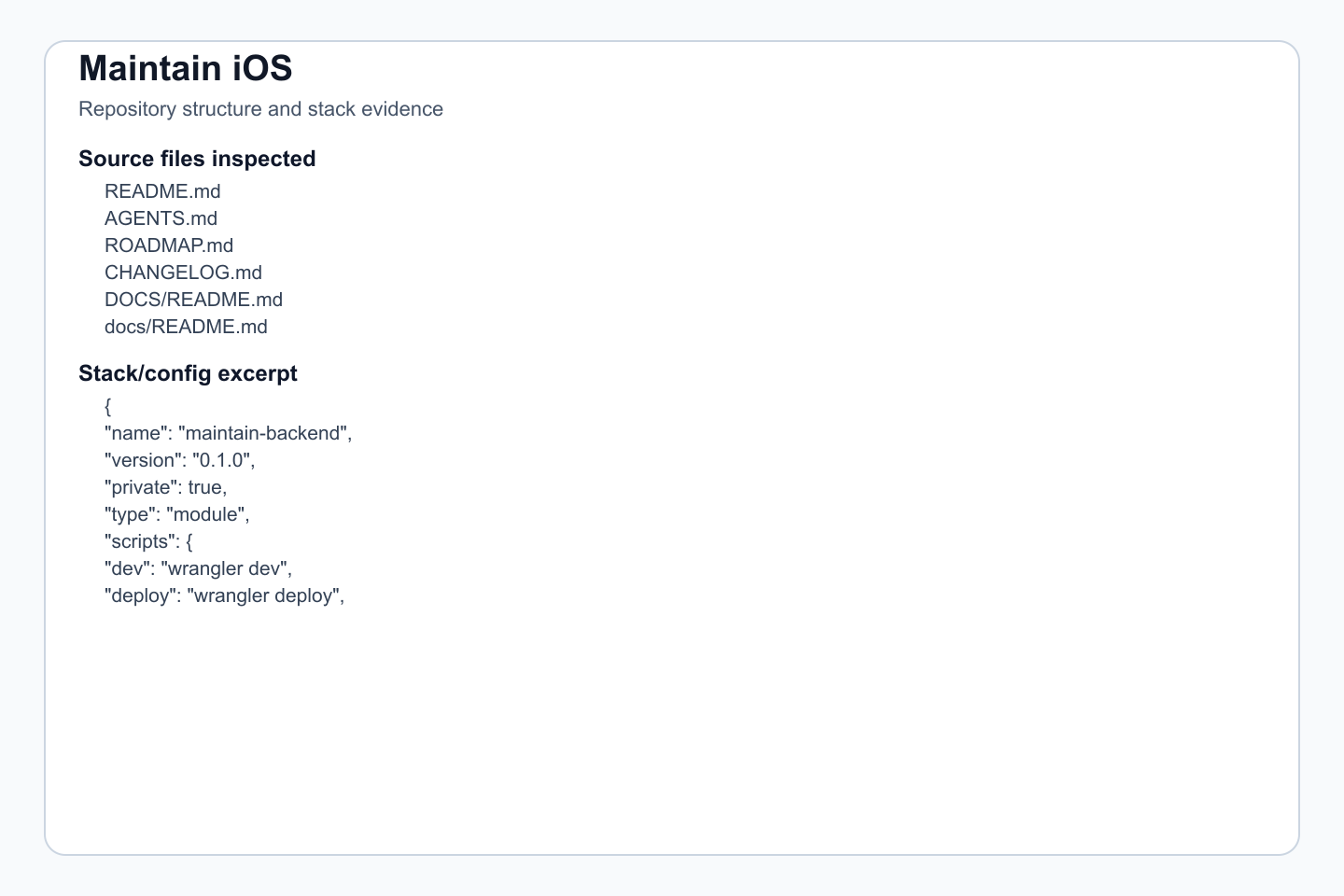 Source files, commands, and implementation structure.