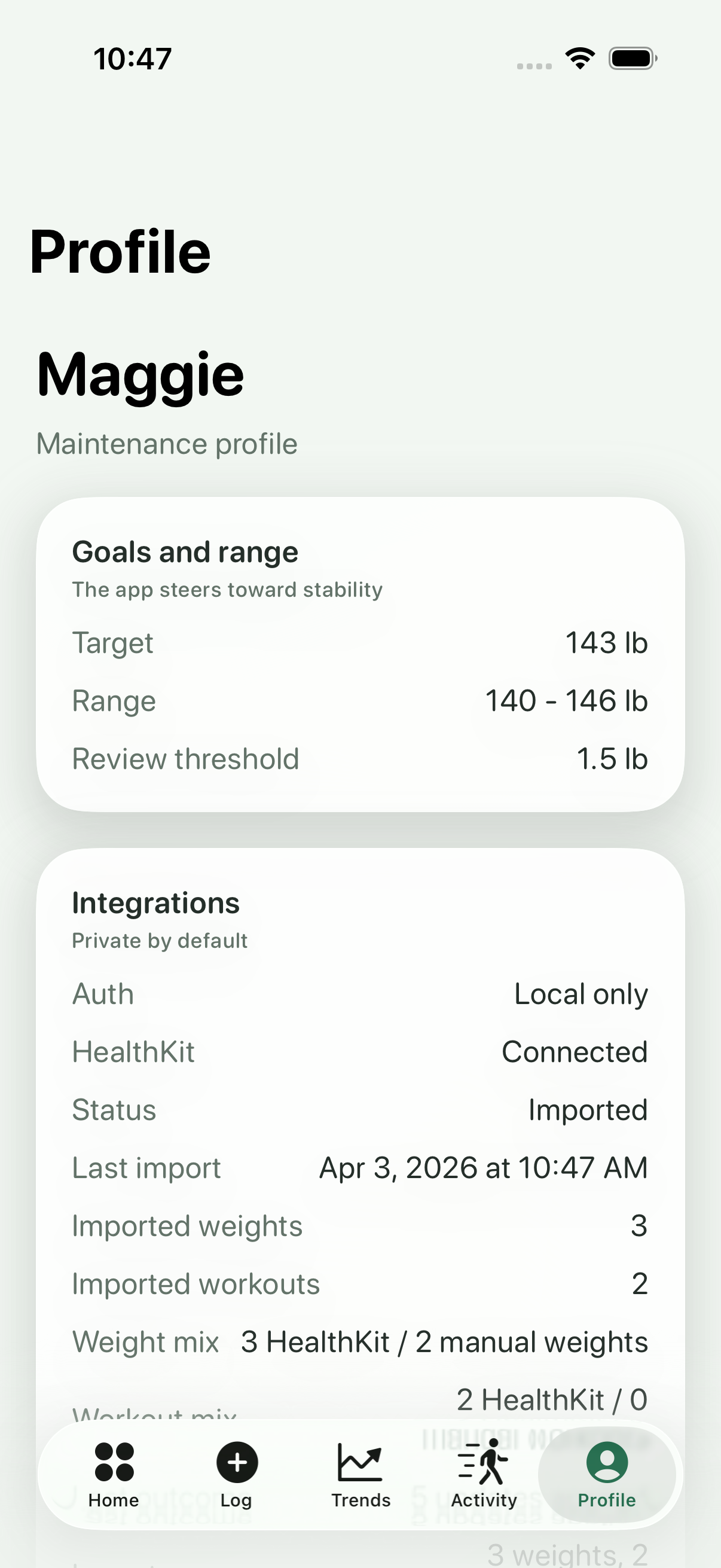 Profile export ready