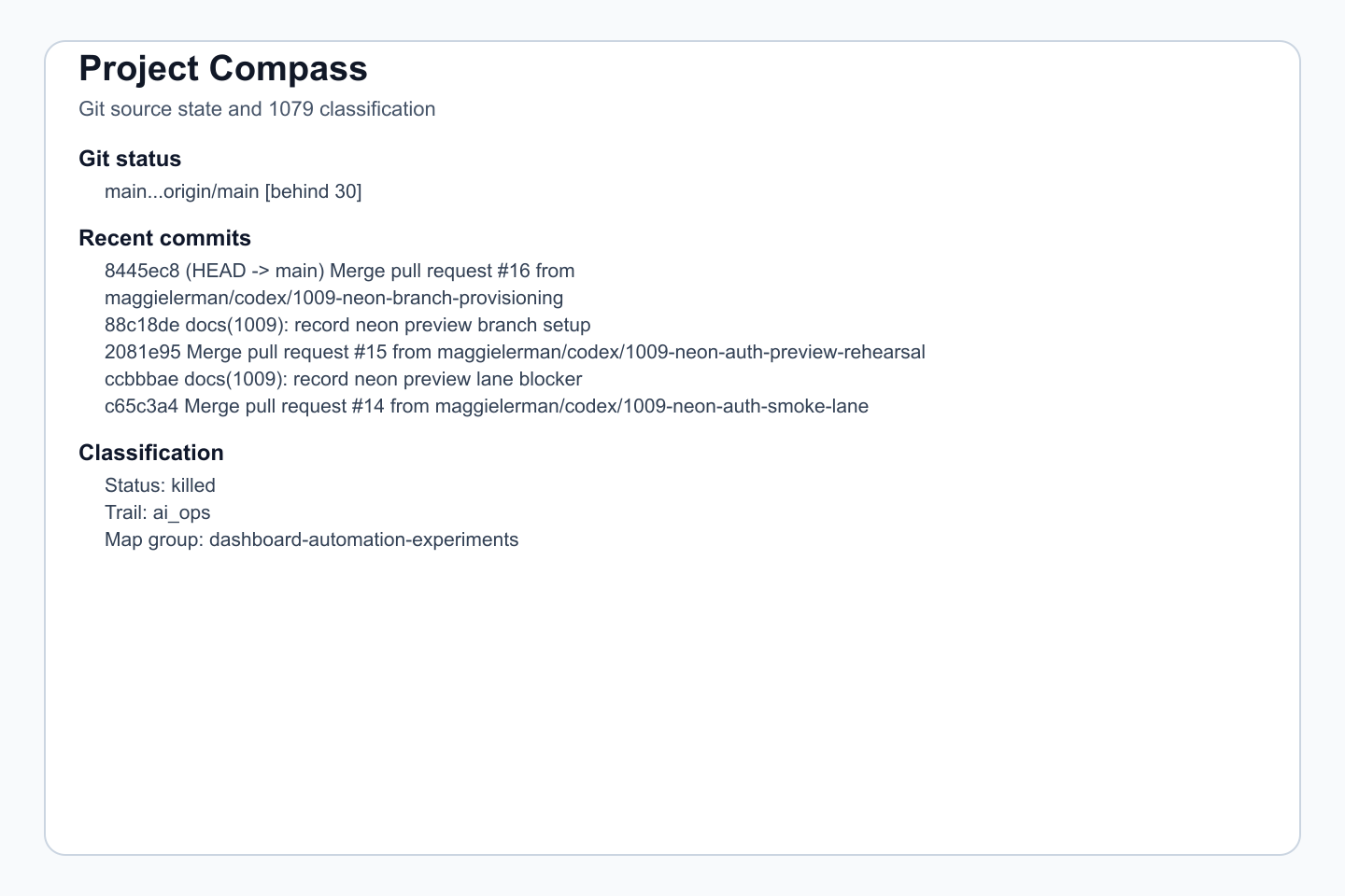 Git/source-state evidence plus 1079 classification.