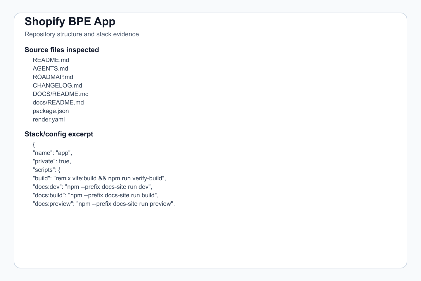 Source files, commands, and implementation structure.
